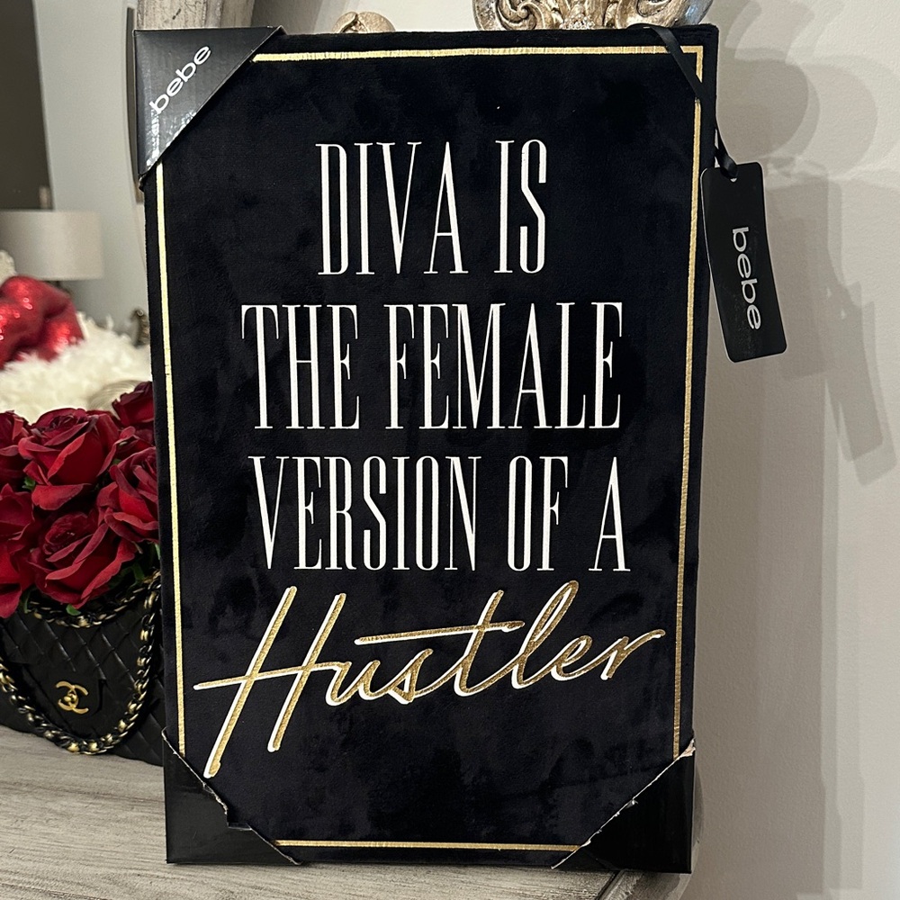 Bebe Black and Gold Diva Wall Art